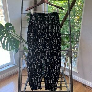 Lightweight Black Geometric Print Pants